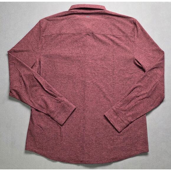 Rhone WFH Button Up Shirt Jersey Stretch $128 NWT Maroon Tawny Port Black LARGE - Picture 6 of 9